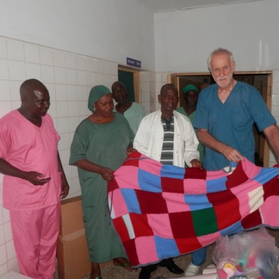 Surgeon Spotlight: Dr. Kees Waaldijk – Nigeria Dr. Kees presents new blankets at Laure Fistula Center